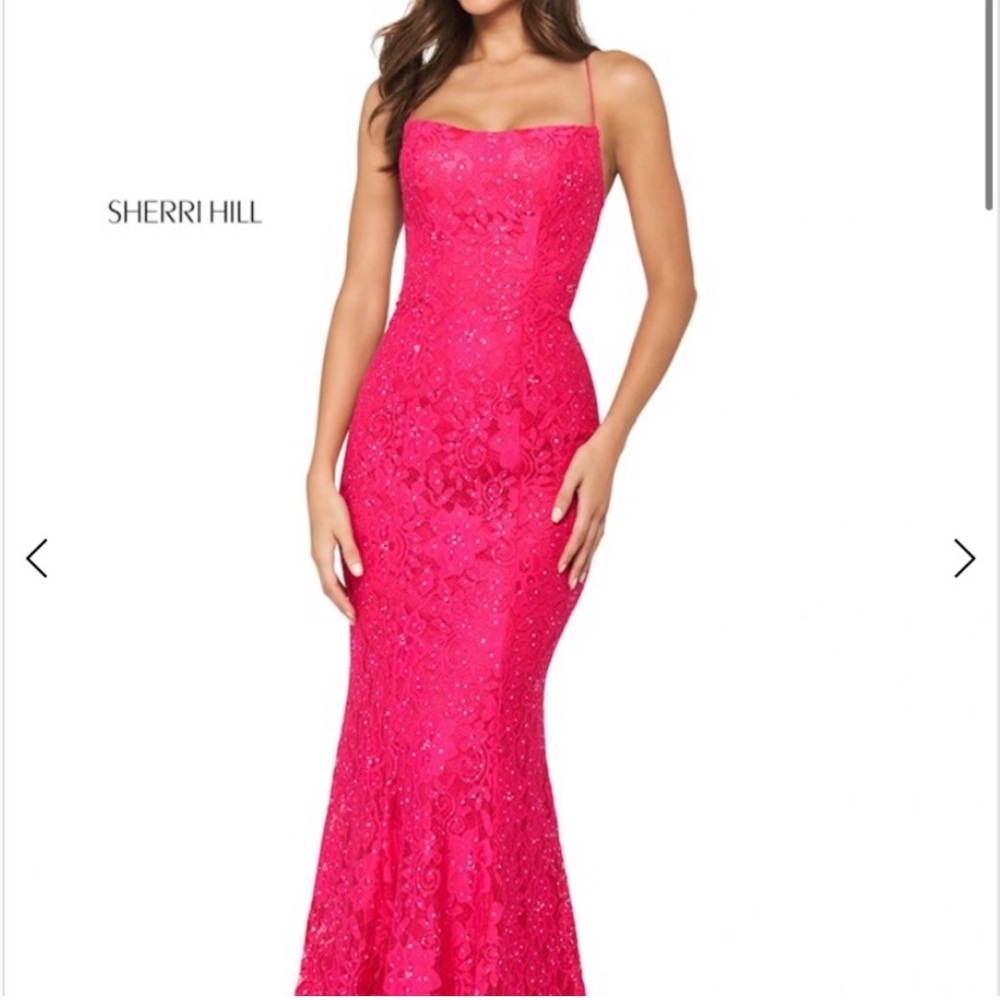 Sherri Hill Fuchsia Lace Dress